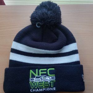 Seattle Seahawks NFL New Era 2020 Division Champions Top Stripe Pom Knit Hat